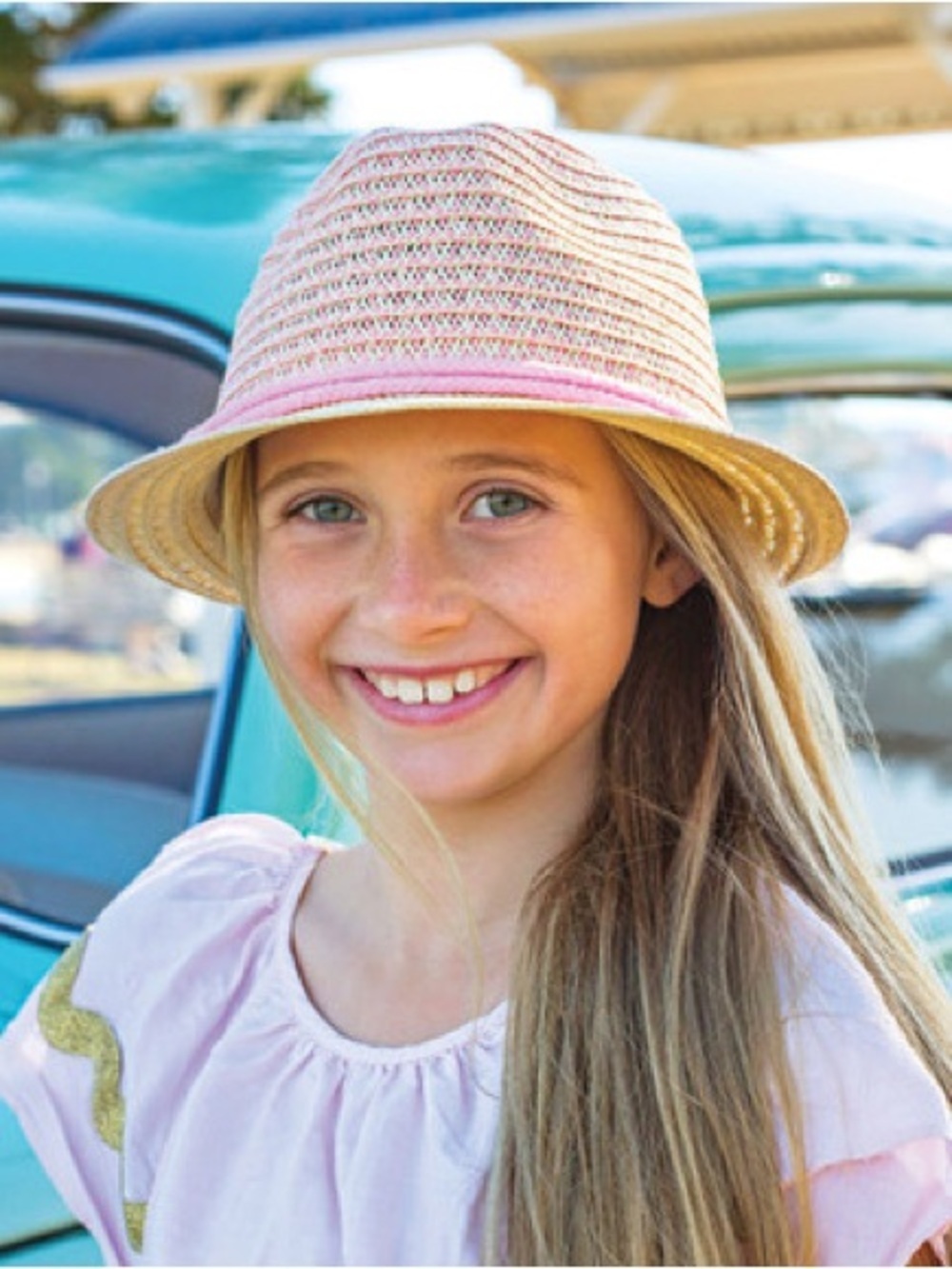 Wallaroo Hat Lulu Trilby Fedora In Pink W/ Knot Detail Size 4-8Yrs